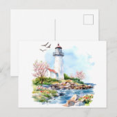 Leuchtturm Aquarell Postkarte (Vorne/Hinten)