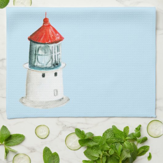 Leuchtturm Aquarellsommer Geschirrtuch (Gefaltet)