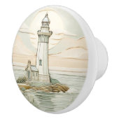 Leuchtturm Art Nouveau Imitats Relief Pastel Mint Keramikknauf (Rechts)