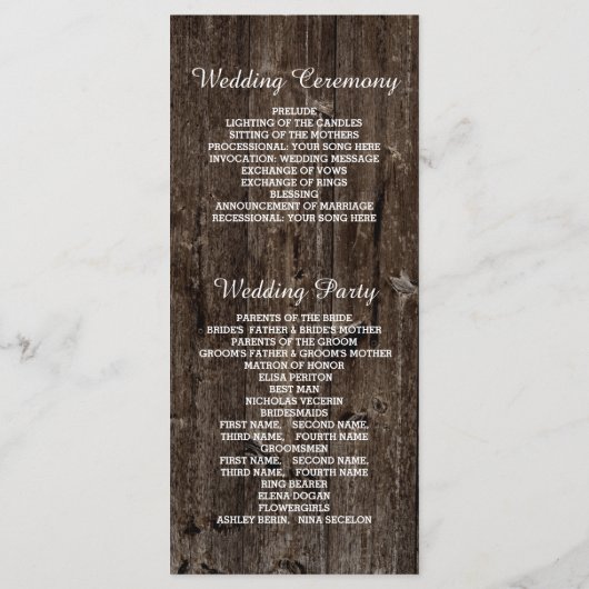 Leuchtturm auf dem alten Holzhochzeitprogramm Programm (Rückseite)