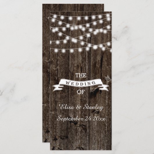 Leuchtturm auf dem alten Holzhochzeitprogramm Programm (Vorne/Hinten)