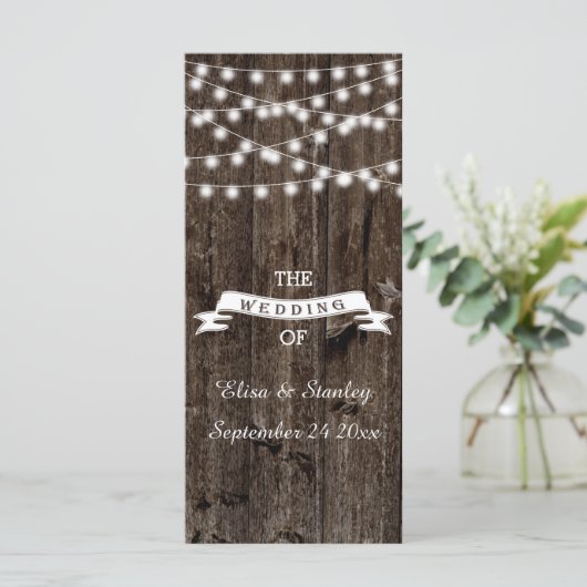 Leuchtturm auf dem alten Holzhochzeitprogramm Programm (Stehend Vorderseite)