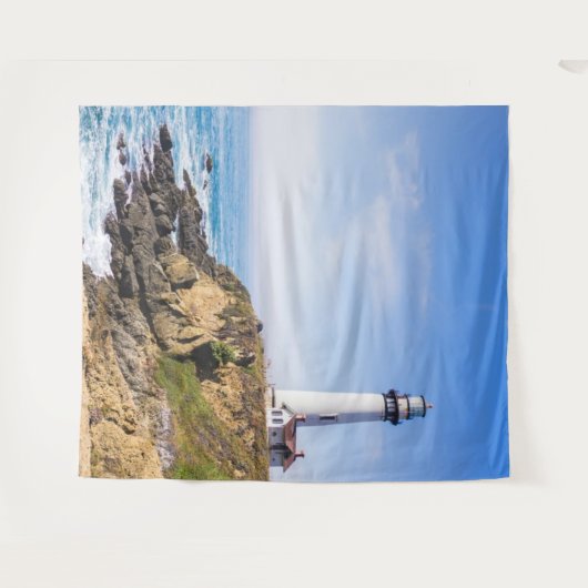 Leuchtturm auf dem hellblauen Himmel, weißer Ozean Wandteppich (Vorderseite (Horizontal))