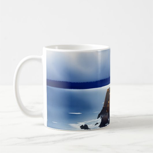Leuchtturm auf den Klippen Wasserfarbe Kaffeetasse (Links)