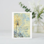 Leuchtturm auf der Klippe, Meeresspray, Möwen Postkarte (Stehend Vorderseite)