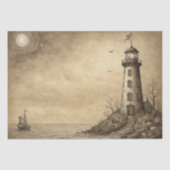 Leuchtturm auf der Klippe: Schöne Skizze - Decoupa Seidenpapier (Vorderseite)