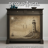 Leuchtturm auf der Klippe: Schöne Skizze - Decoupa Seidenpapier