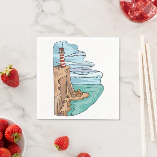 Leuchtturm auf einem Cliff Paper Napkins Serviette (Beispiel)