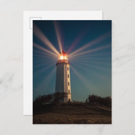 Leuchtturm auf einem Hügel Shinting at Night Postkarte (Vorne/Hinten)