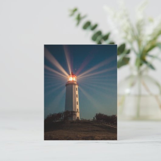 Leuchtturm auf einem Hügel Shinting at Night Postkarte (Stehend Vorderseite)