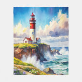 Leuchtturm auf einer Klippe Fleecedecke (Vorderseite)