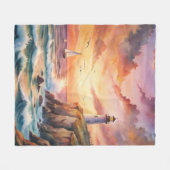 Leuchtturm auf einer Klippe Fleecedecke (Vorderseite (Horizontal))