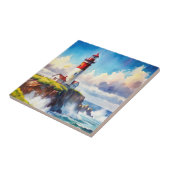 Leuchtturm auf einer Klippe Fliese (Seite)