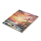 Leuchtturm auf einer Klippe Fliese (Seite)