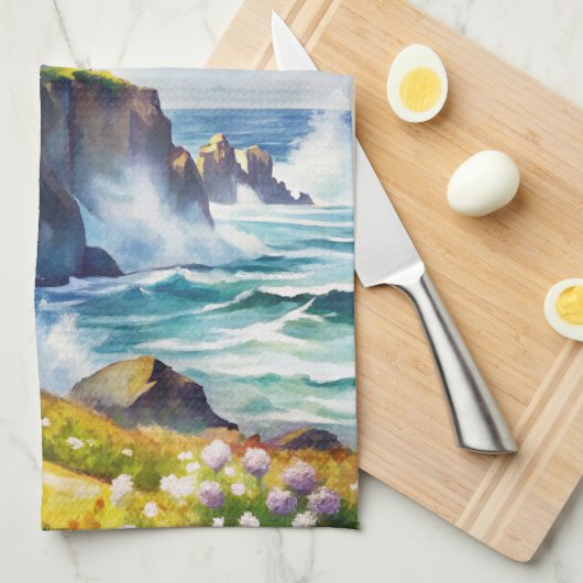 Leuchtturm auf einer Klippe Geschirrtuch (Viertel Falte)