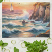 Leuchtturm auf einer Klippe Geschirrtuch (Gefaltet)