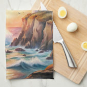 Leuchtturm auf einer Klippe Geschirrtuch (Viertel Falte)