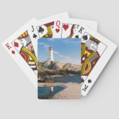 Leuchtturm auf Felsen mit Blick auf den Ozean Spielkarten (Rückseite)