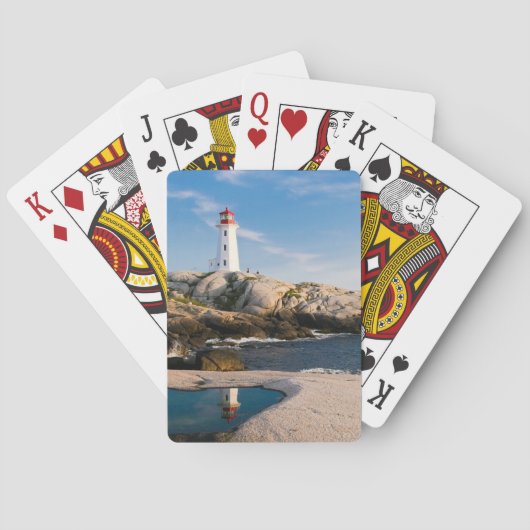 Leuchtturm auf Felsen mit Blick auf den Ozean Spielkarten (Rückseite)
