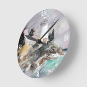 Leuchtturm auf felsiger Uferuhr Runde Wanduhr (Winkel)