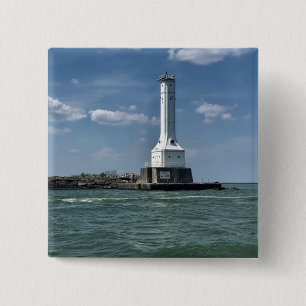 Leuchtturm auf Huron, Ohio Fotografie Button