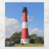 Leuchtturm auf Insel Pellworm im Sommer Weinetikett (Einzelnes Label)
