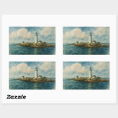 Leuchtturm auf Rocky Island - Küste Boston Rechteckiger Aufkleber (Blatt)