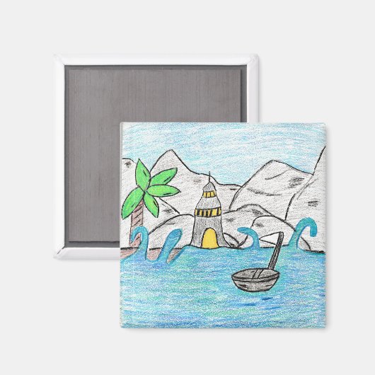 Leuchtturm auf See Magnet (Vorderseite/Rückseite)