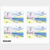 Leuchtturm auf Strandaufkleber Rechteckiger Aufkleber (Blatt)