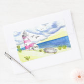 Leuchtturm auf Strandaufkleber Rechteckiger Aufkleber (Umschlag)