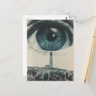 Leuchtturm-Augenapfel Surreal Vintage Postkarte