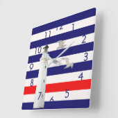 Leuchtturm aus blauem, rotem Wasserband Quadratische Wanduhr (Winkel)
