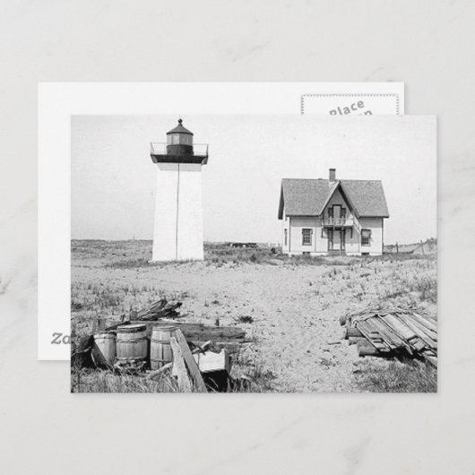 Leuchtturm aus Holz Postkarte (Vorne/Hinten)