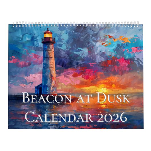 Leuchtturm bei Dämmerung Kalender 2026 (Titelbild)