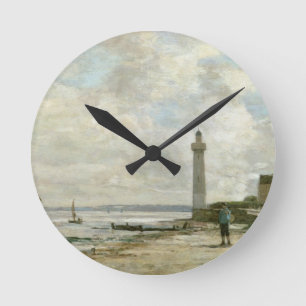 Leuchtturm bei Honfleur, 1864-66 (Öl auf Platte) Runde Wanduhr