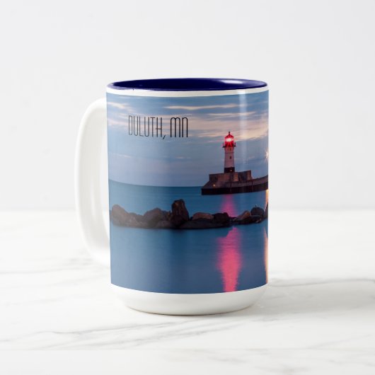 Leuchtturm bei Sonnenaufgang Tasse | Duluth, Leuch (Vorderseite Links)