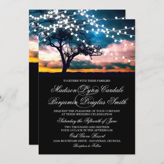 Leuchtturm bei Sonnenuntergang Einladung (Vorne/Hinten)