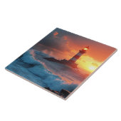 Leuchtturm bei Sonnenuntergang Fliese (Seite)