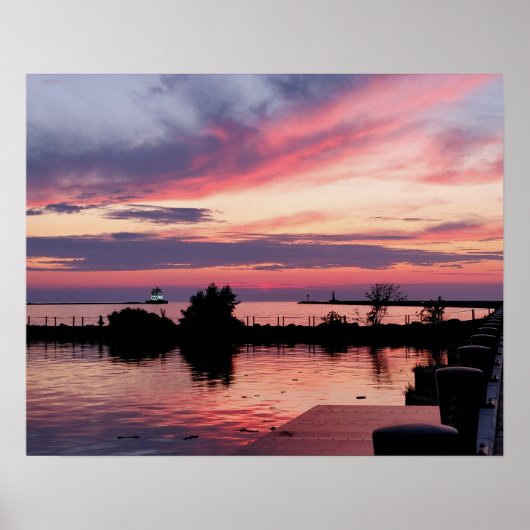 Leuchtturm bei Sonnenuntergang I Poster (Vorne)
