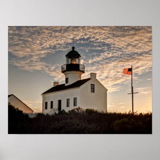 Leuchtturm bei Sonnenuntergang, Kalifornien Poster (Vorne)