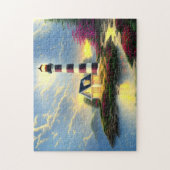 Leuchtturm bei Sunset Beautiful Beach Landschaft Puzzle (Vertikal)