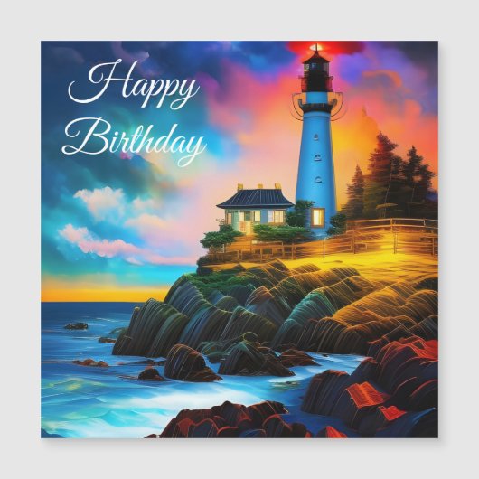 Leuchtturm bei Sunset Magnetkarte (Vorderseite)