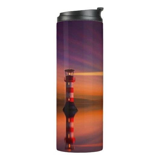 Leuchtturm bei Sunset Thermosbecher (Nach links gedreht)