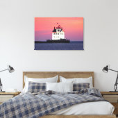 Leuchtturm bei Sunset Wrapped Canvas Print Leinwanddruck (Insitu (Schlafzimmer))
