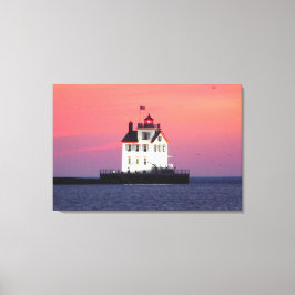 Leuchtturm bei Sunset Wrapped Canvas Print Leinwanddruck