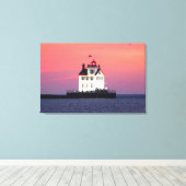 Leuchtturm bei Sunset Wrapped Canvas Print Leinwanddruck (Insitu (Holzboden))