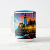 Leuchtturm bei Sunset Zweifarbige Tasse (Vorderseite Links)