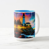 Leuchtturm bei Sunset Zweifarbige Tasse (VorderseiteRechts)