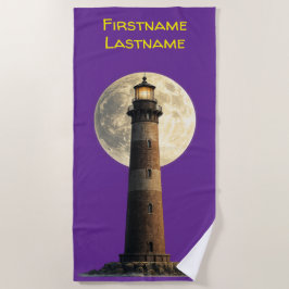 Leuchtturm bei Vollmond Strandtuch