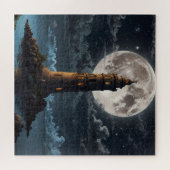 Leuchtturm beleuchtet durch Mondschein an einer kl Puzzle (Horizontal)